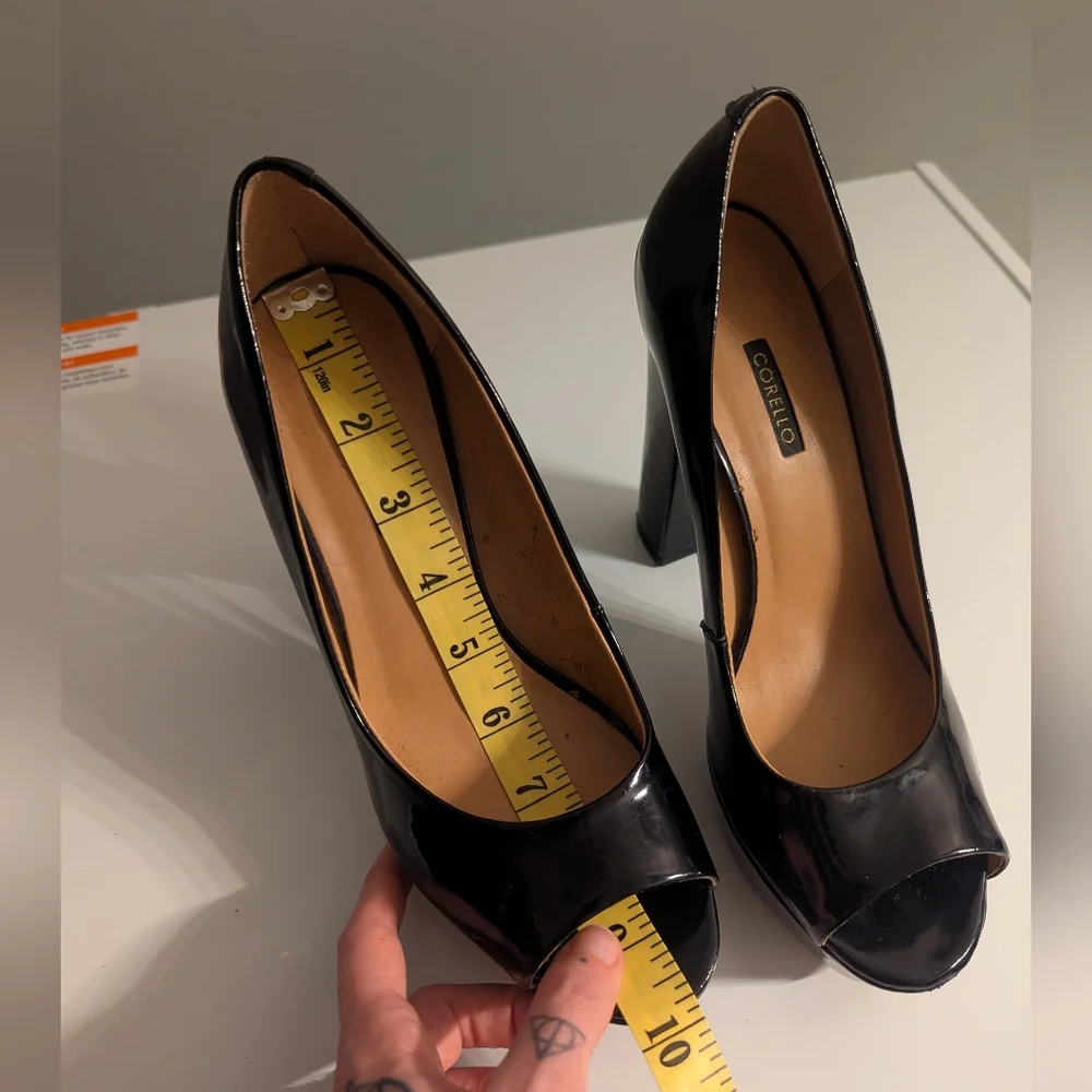 Genuine leather Patent High heel peep toe / vinyl finish shoes size 37 (US 8) - Picture 15 of 17